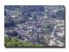 View of Tsumago Post Town from the Tsumago Castle Main Castle Site